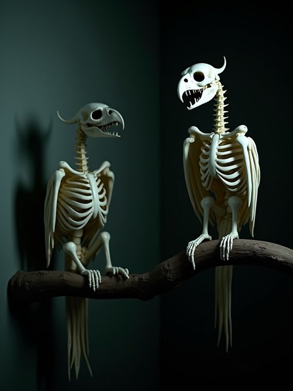 skeleton parrots add spookiness