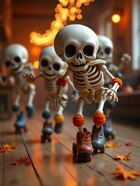 skeletons skating in costumes