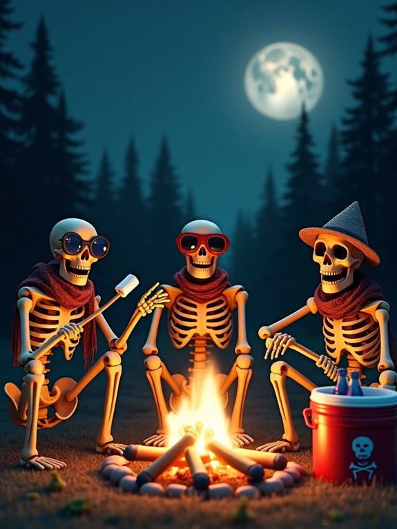 skeletons telling spooky stories