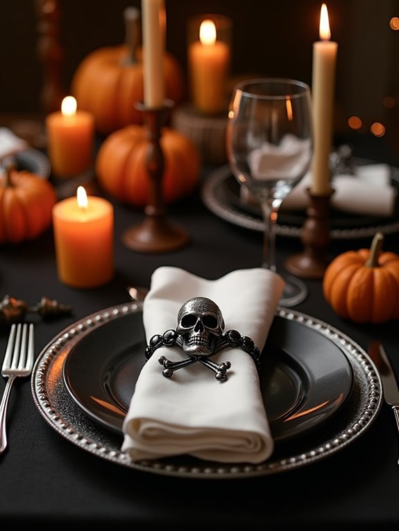 skull themed halloween table decor