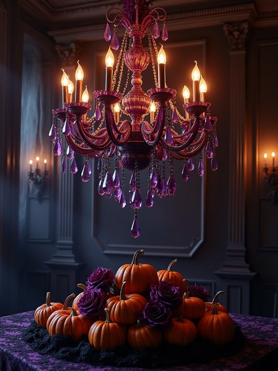 sophisticated velvet ribbon chandeliers