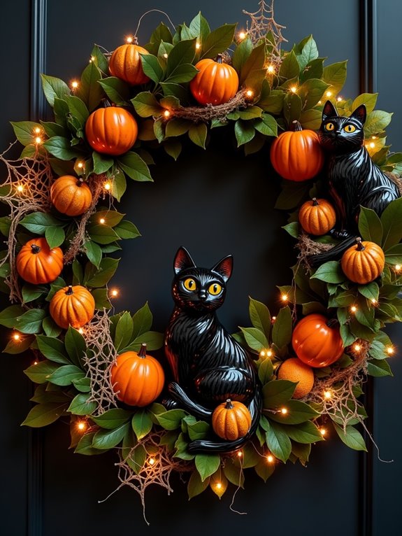 spooky black cat wreaths