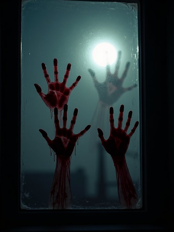 spooky blood handprints decor