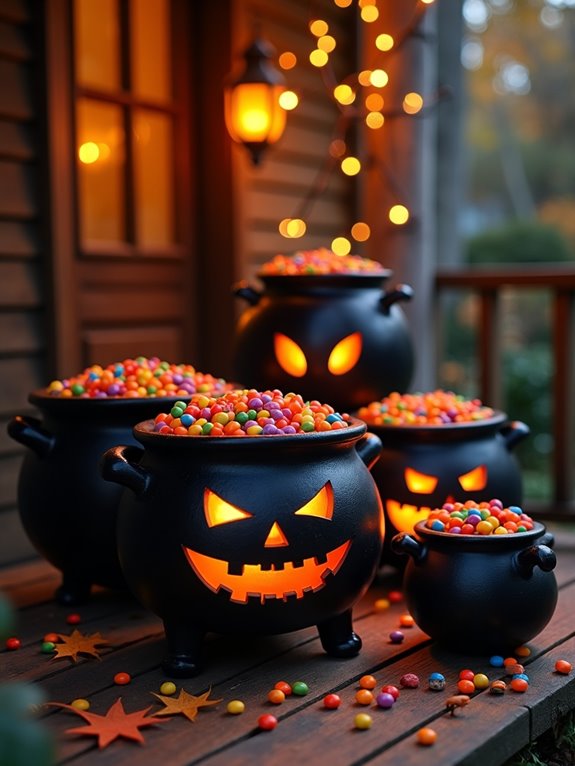 spooky cauldron candy holders