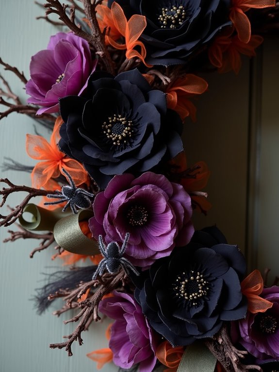 spooky floral halloween wreath