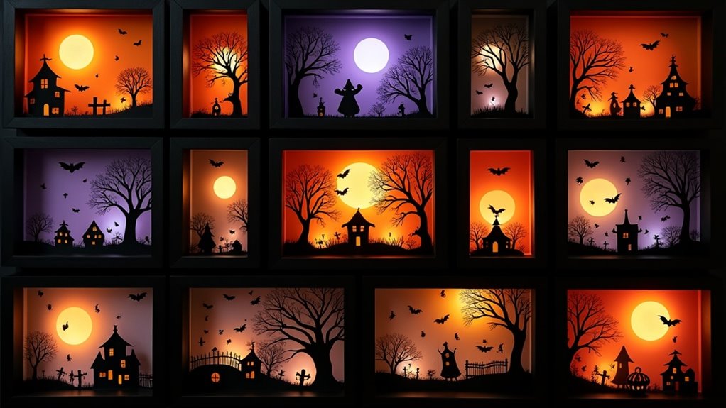 spooky halloween shadow boxes