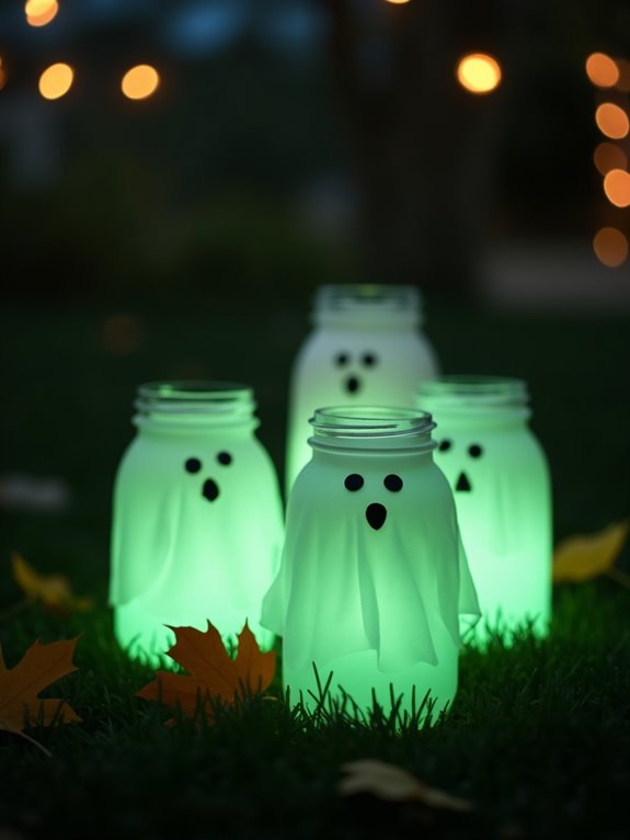 spooky illuminated jar decor