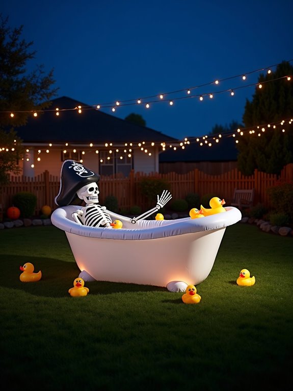 spooky inflatable skeleton bathtub