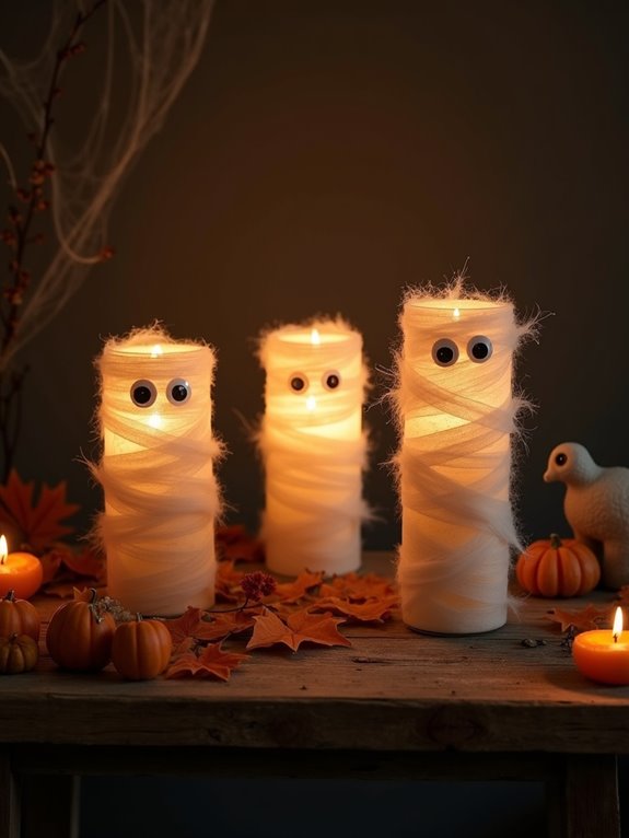 spooky mummy candle holders
