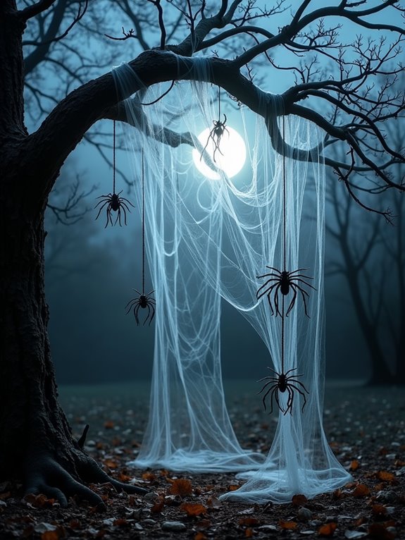 spooky outdoor cobweb decorations