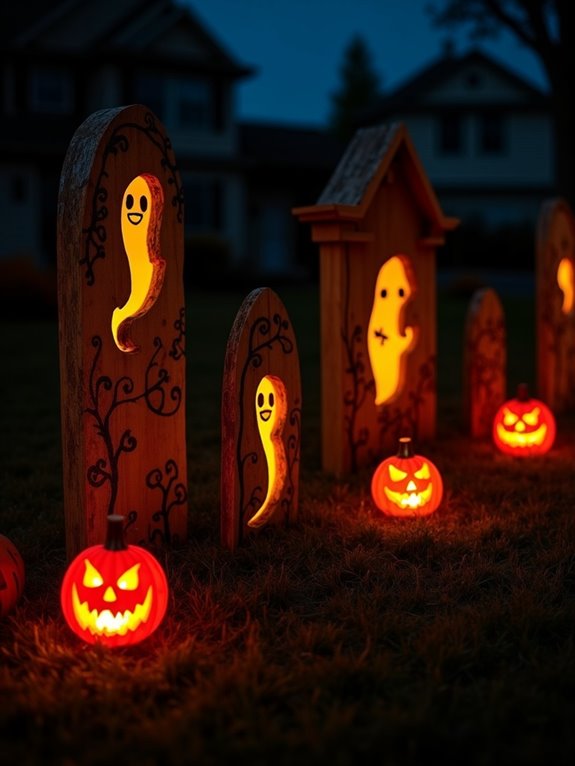 spooky painted pumpkin lanterns