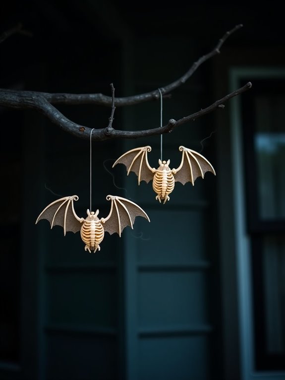 spooky skeleton bats decoration