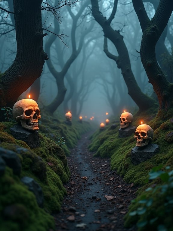 spooky skull path markers