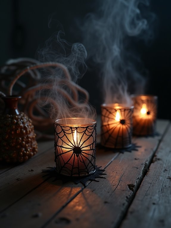 spooky spider web candle holders