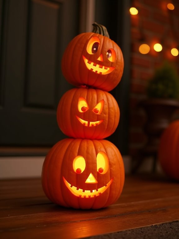 spooky stacked ghost pumpkins