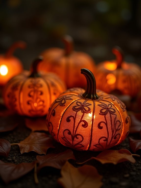textured pumpkin fabric lights