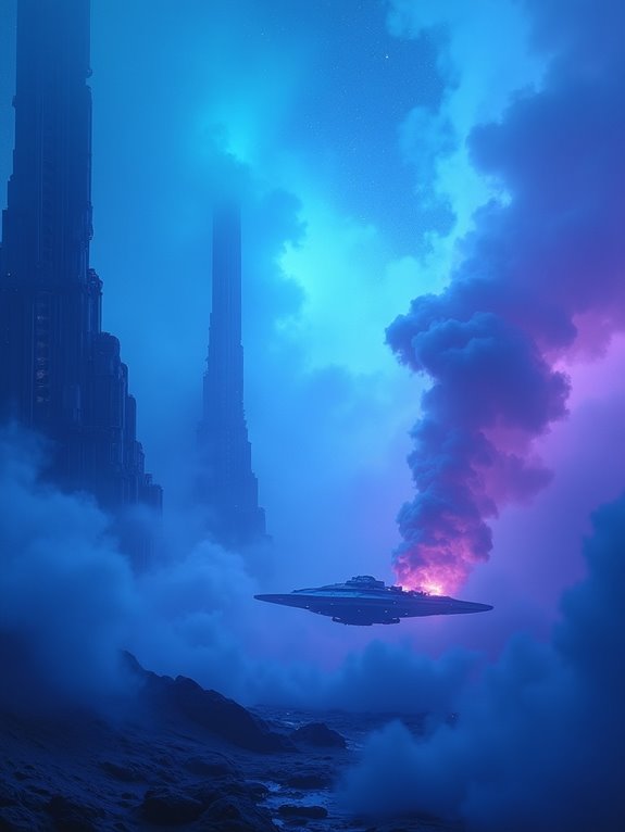 vibrant cosmic alien landscapes