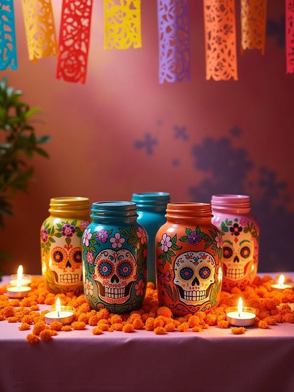 vibrant festive decorative jars