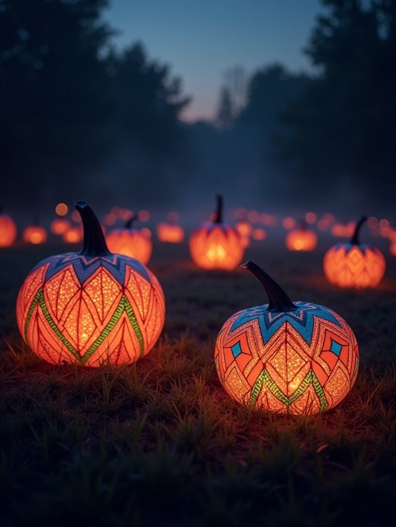 vibrant geometric pumpkin decor