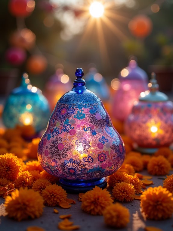 vibrant glass lantern decorations