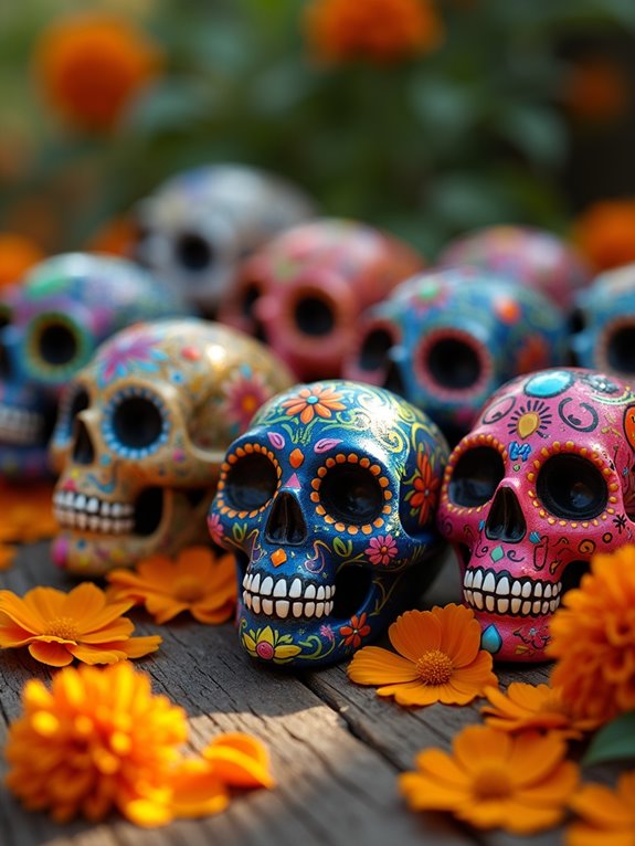 vibrant painted skull symbolism