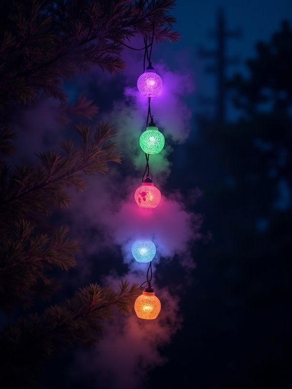 vibrant rainbow halloween lights