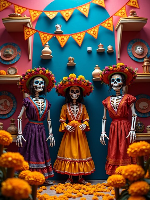 vibrant skeletons celebrate life
