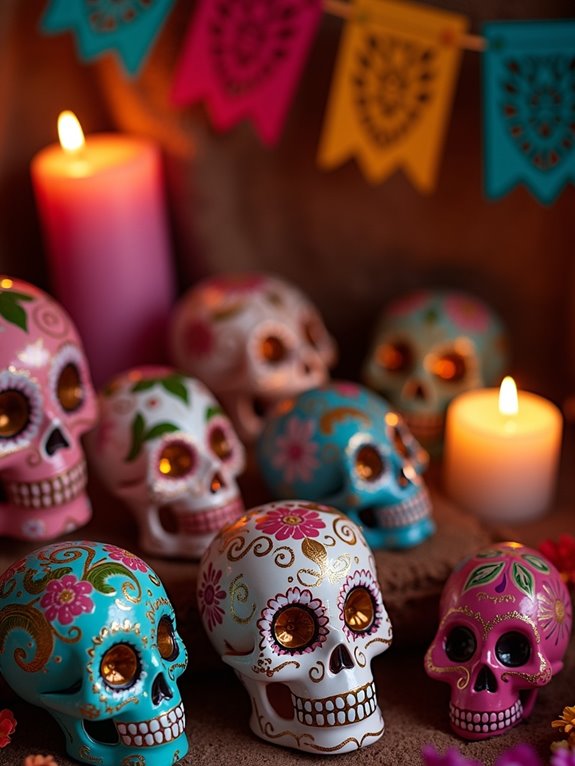 vibrant sugar skull decorations