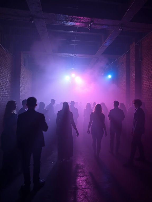 vibrant warehouse party energy