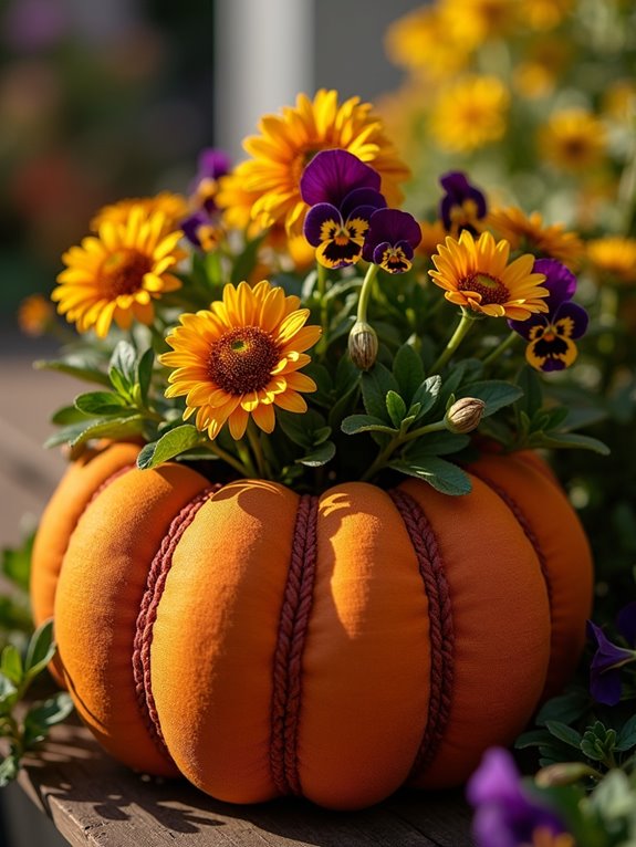vintage fabric pumpkin planter