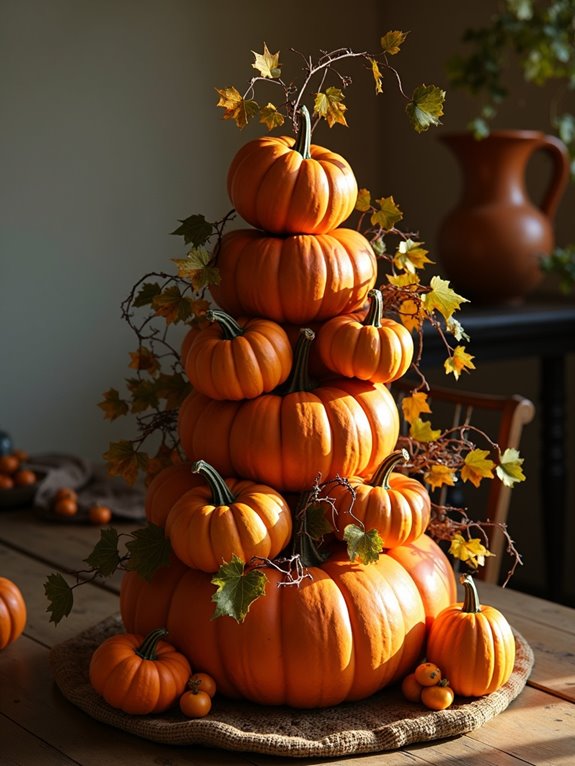 vintage pumpkin topiary display