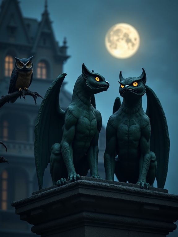 watchful owl guarding mansion