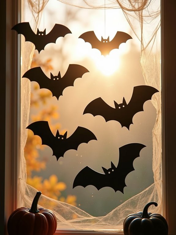 whimsical bat window decorations