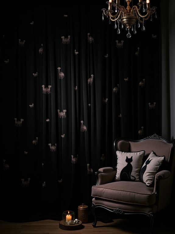 whimsical black cat accents