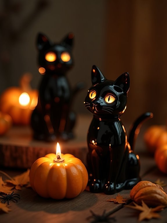 whimsical black cat candle holders