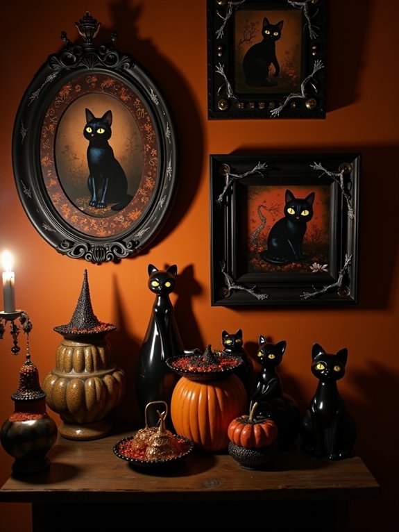 whimsical black cat decor