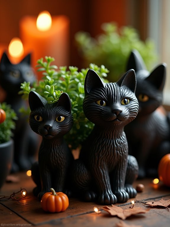 whimsical black cat planters