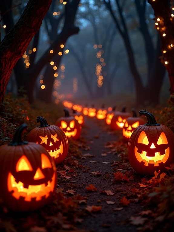 whimsical carved pumpkin displays