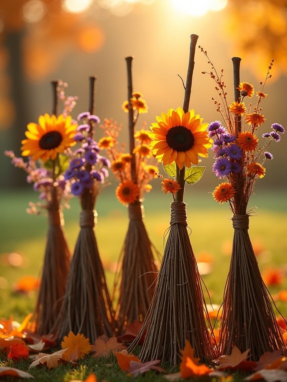 whimsical floral witch broom