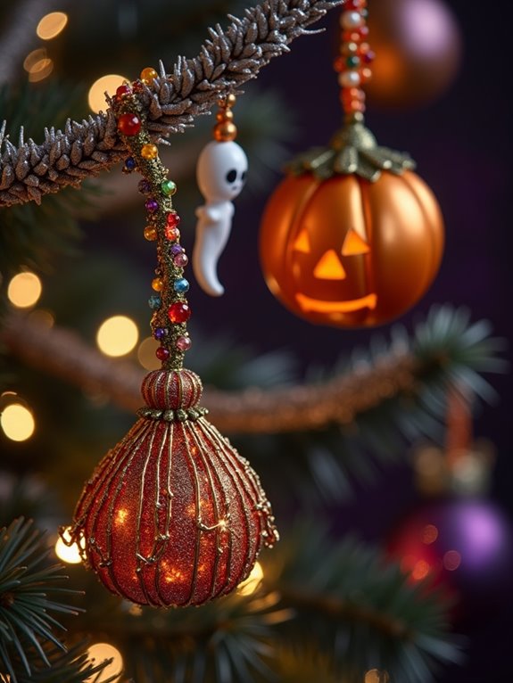 whimsical glittering broomstick ornaments