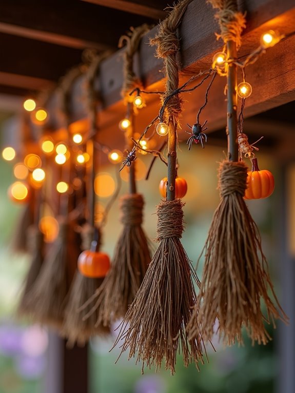whimsical halloween broom garland