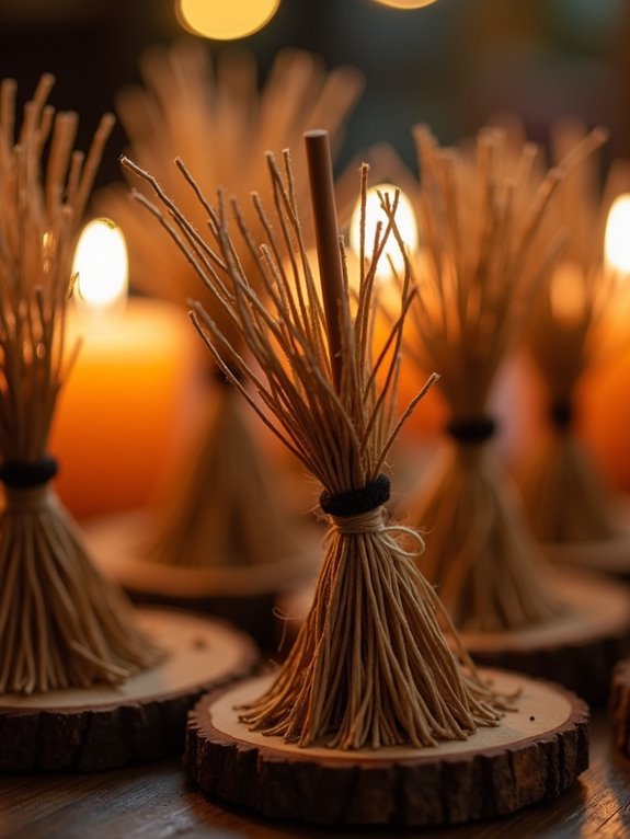 whimsical halloween broomstick centerpieces
