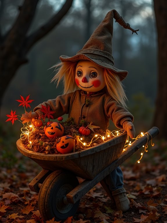 whimsical scarecrow garden display