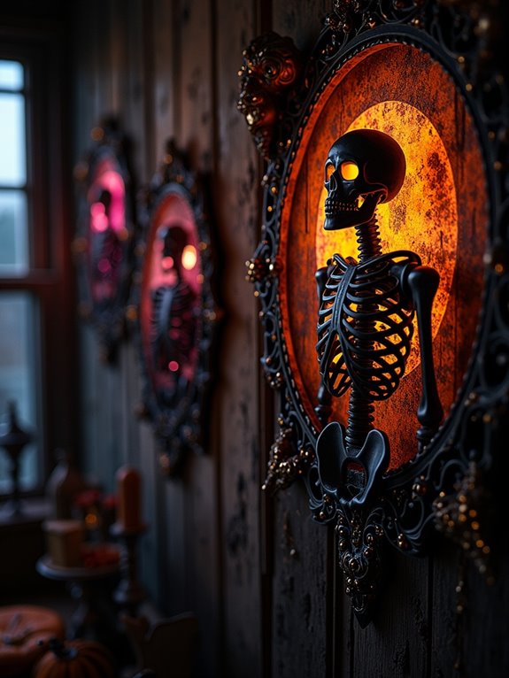 whimsical skeleton halloween decor