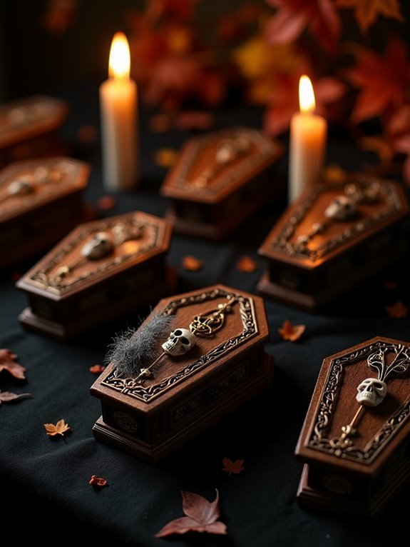 whimsical spooky coffin centerpieces