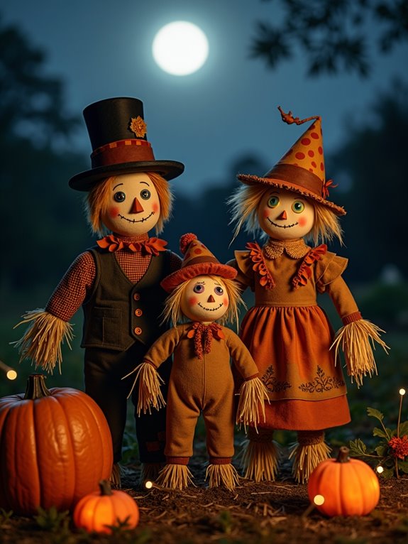 whimsical spooky scarecrow family