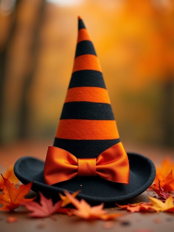 whimsical striped witch hat