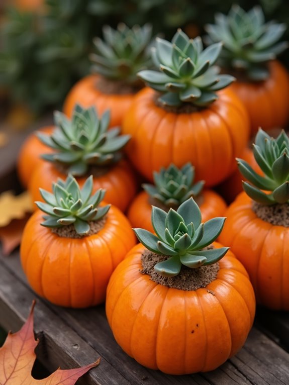 whimsical succulent pumpkin arrangements