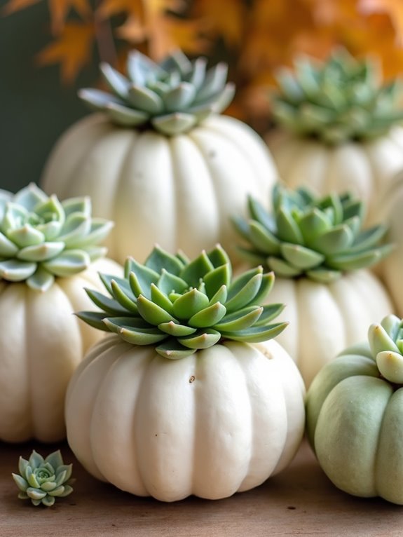 white pumpkin succulent display