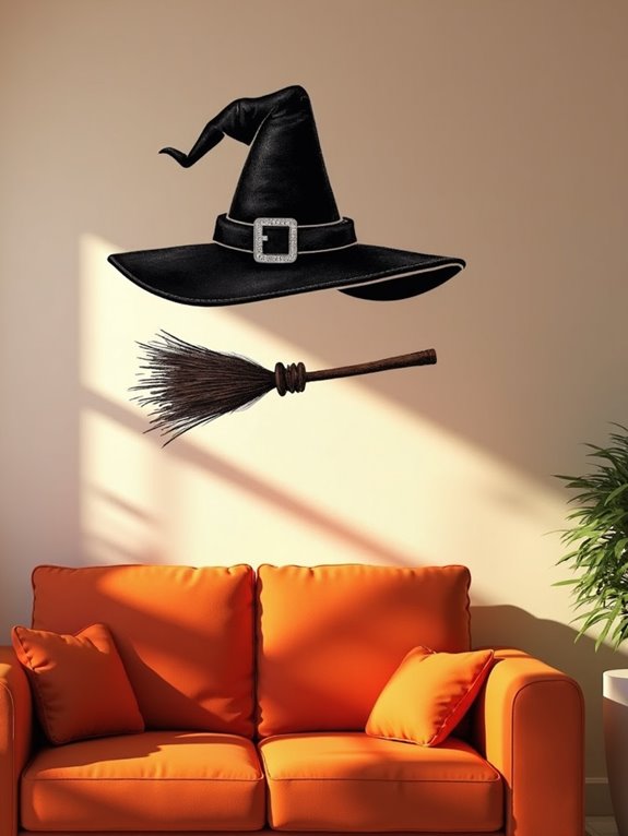 witch hat and broomstick